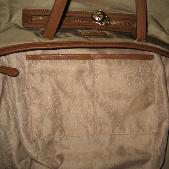 Michael Kors Kempton Nylon Tote Bag, Tan Brown - Picture 9 of 11